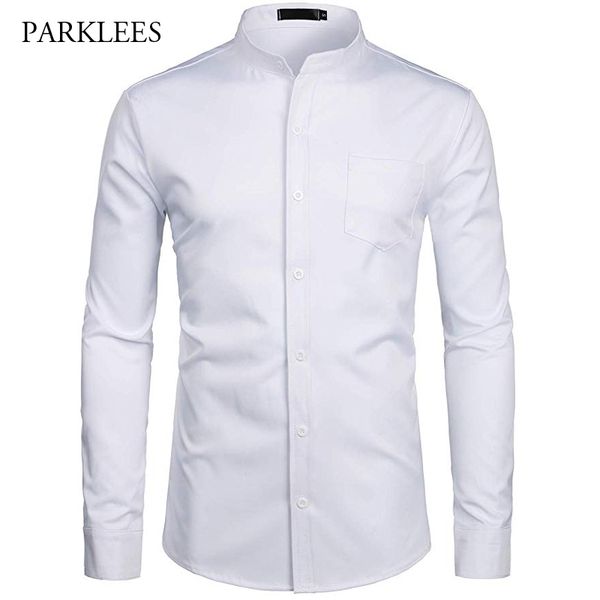 

white shirt men business solid color pocket men shirt casual slim fit wedding prom mens dress long sleeve camisas hombre, White;black