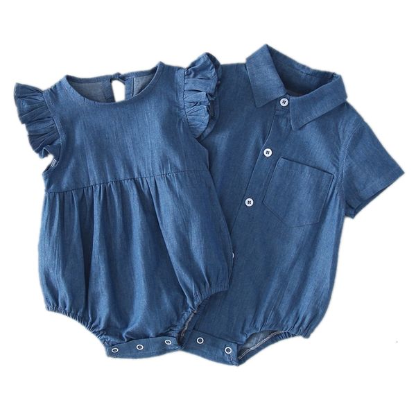 

newborn baby girl boy clothes bodysuit body toddler girl 2020 summer shorts denim romper t bodysuits infantil onesie twin outfit, Blue