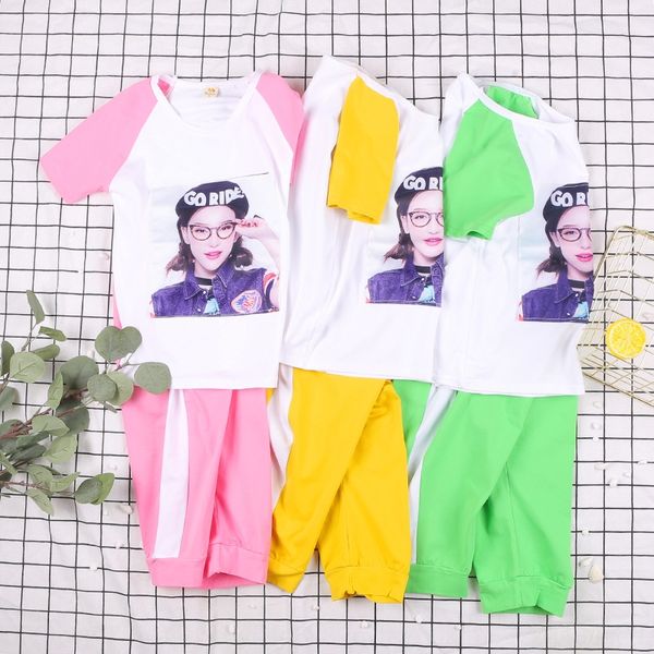 

ytaws bedoha children's girlssuit sports shorts girlst-shirt casual cropped two-piece set bedoha children's and girlssuit sports s