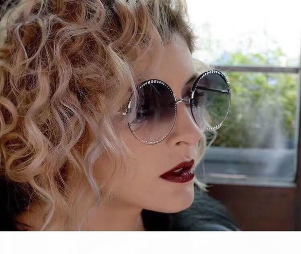 

r luxury womens designer sunglasses 54 big round frame metal glasses charming elegant style anti -uv400 lens leisure eyewear with ca, White;black