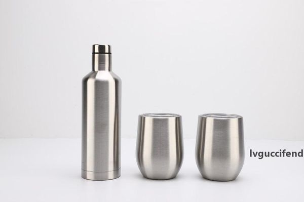 

17oz wine bottle growler walled insulated wine canteen made of stainless steel with 2 12oz insulated wine tumblers