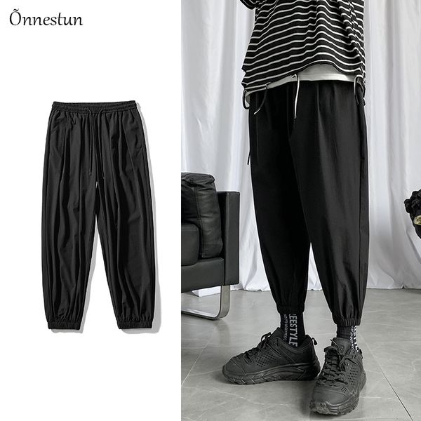 

men's pants onnestun streetwear arrivals sport hip hop joggers classic sweatpants causal solid thin summer men, Black