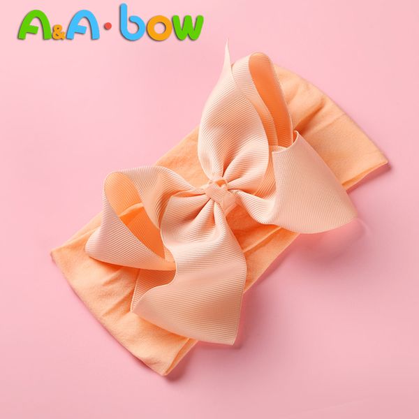 

1pcs ribbon bows nylon headbands for girls 2020 fashion baby girls knot soffest nylon head bands infants turban headwraps, Slivery;white
