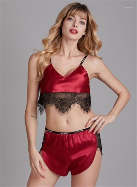 

two piece and shorts pajamas condole belt suits women lace set female underwears, Black;white