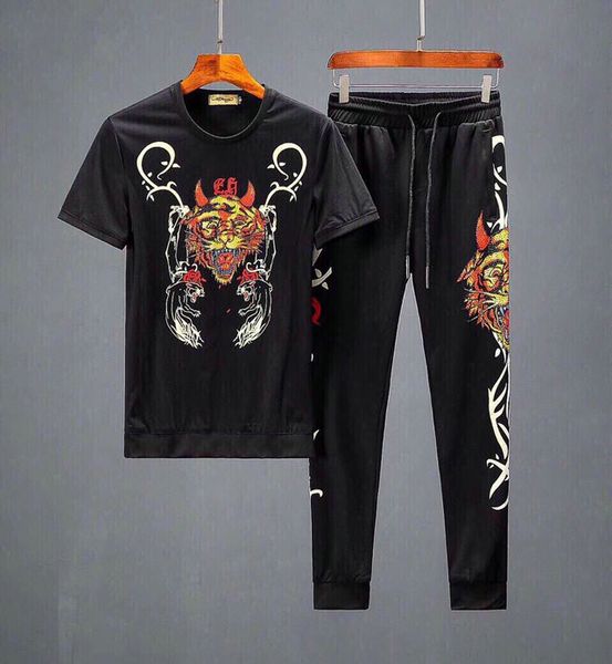 

fashion new men tracksuit new autumn winter sweatshirt drawstring stylist luxurious male patchwork short sleeve + long pants 2pc, Gray