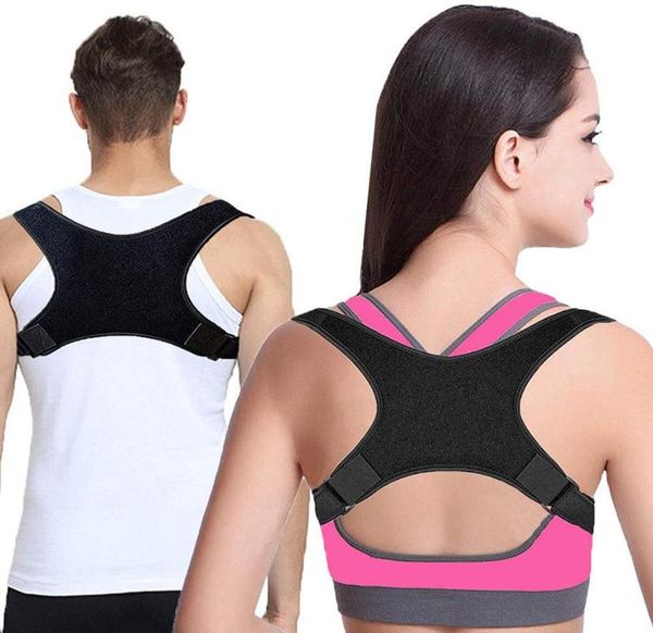 

back support 2021 posture clavicle corrector straight shoulders brace strap correct bone care belt, Black;blue