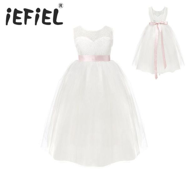 

girl's dresses white flower girls for wedding gowns cap sleeve lace sash bow girl birthday party dress zipper tulle pageant, Red;yellow