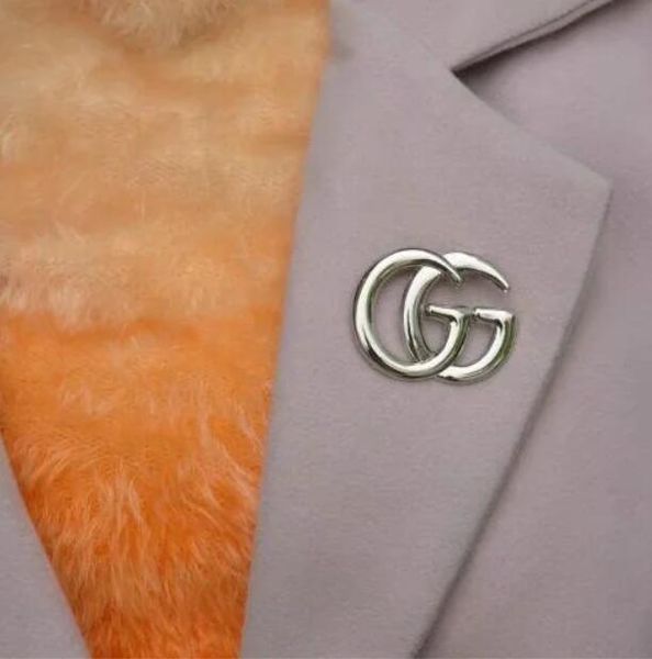 

2020 luxury designer exquisite double letter brooch for women statement brand fashion brooches pins accessories jewelry gift 8418, Gray