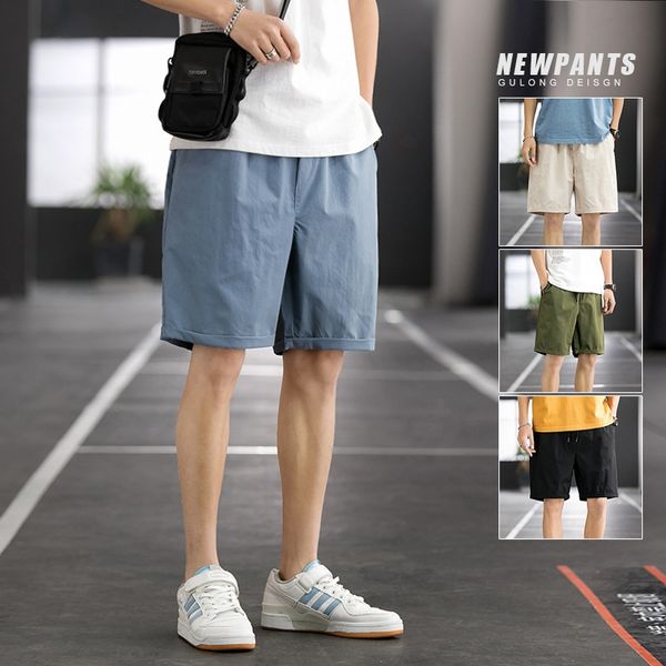 

2020 new men's trendy solid casual pants and shorts color casual pants thin loose straight work shorts