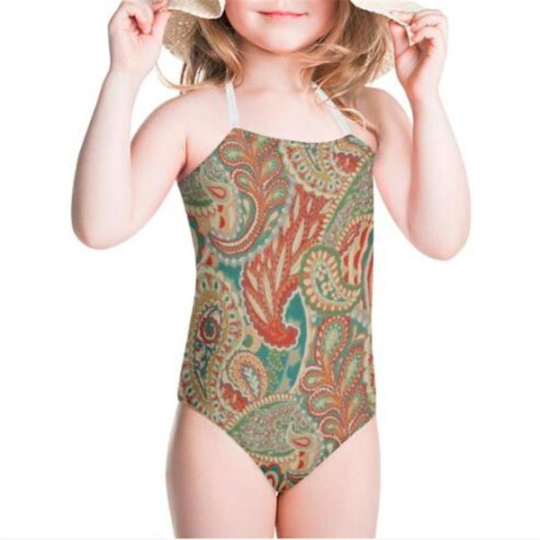 

cashew flower new custom girls one-piece swimsuit children swimsuit cute girls swimwear spring vacation skirt