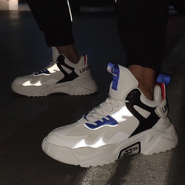 

dad shoes men's 2020 new style genuine leather reflective network shoe night light trendy shoes versatile korean-style ext