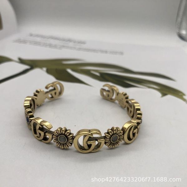 

g family same style daisy bracelet double g brass material turquoise bracelet for women, Golden;silver