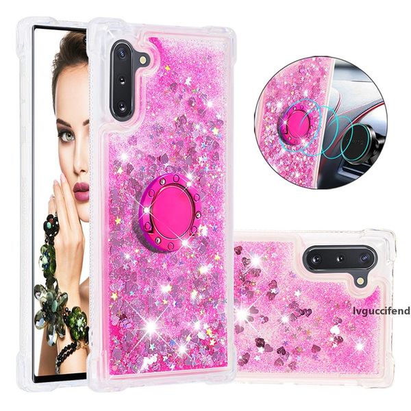 

quicksand soft tpu case for galaxy note 10 s10 a70 a50 a40 a30 a10 a20e a10s a20s liquid shockproof 360 finger metal ring bling holder cover
