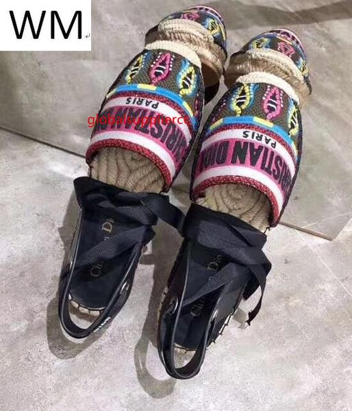 

new ethnic style baotou shoes hemp rope sole ribbon shoes casual handmade walking tennis sandals slippers mules slides thongs, Black;green