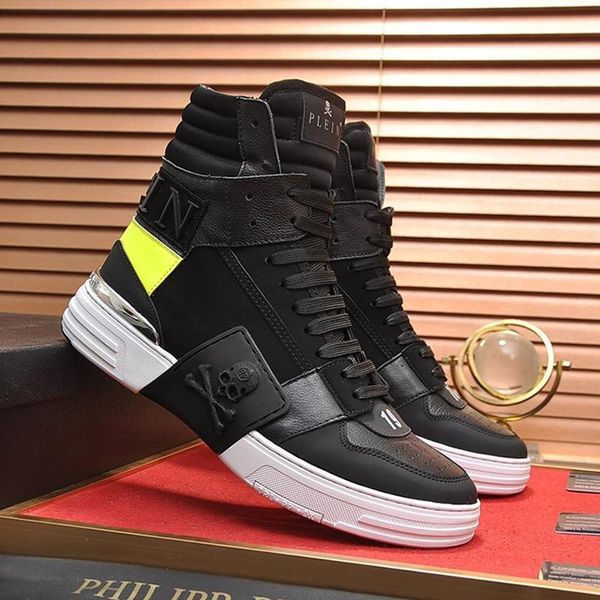 

phantom kick $hi -mixed materials sneakers mens shoes fashion classic shoes luxury lace -up casual shoes herren sportschuhe, Black