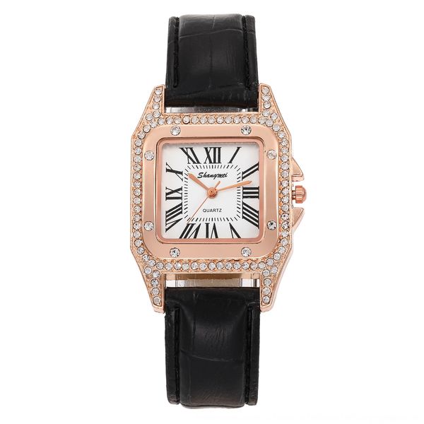 

new diamond roman square band belt tiktok new diamond roman square women's watchband women's watch belt watch tiktok, Blue