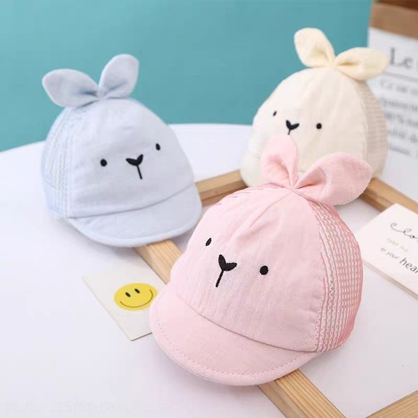 

pure cotton newborn super cute mesh breathable boys' and girls' sun cap baby cap net baby hat hat tide, Blue;gray
