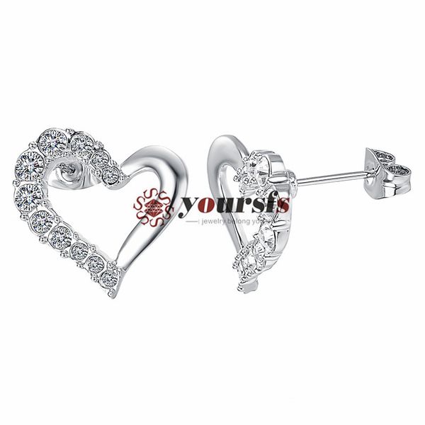 

yoursfs jewelry plated gold heart earring women charm jewelry earring fashion love earrings for woman, Golden;silver