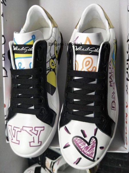 

2021g high -end customized men 's and women 's exquisite graffiti low -casual sports shoes ,fashionable wild couple party sh, Black