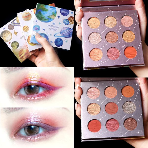 

xixi glitter eyeshadow palette 9 colors moon star designed long lasting waterproof shiny purple shimmer eyeshadow powder ac214