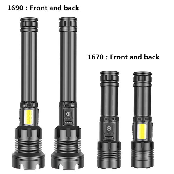 

usb rechargeable 18650 or 26650 battery zoom torch xhp70.2 aluminum lantern xhp90.2 4-core led power bank function