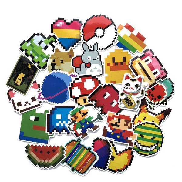 

5 sets = 125pcs pixel wind cute stickers suitcase computer waterproof graffiti stickers