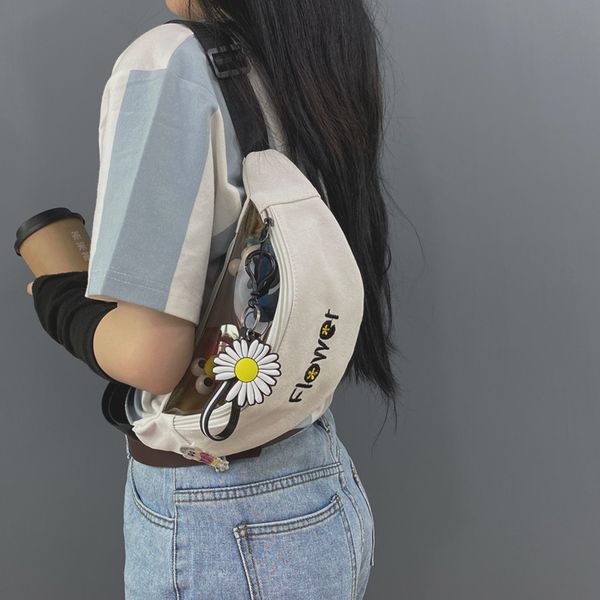 

2020 new summer transparent chest bag female japanese harajuku student canvas bag korean wild messenger sports waist