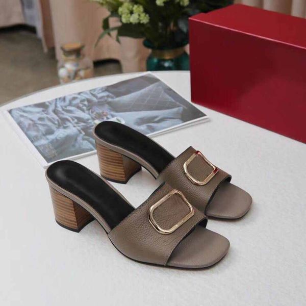 

classic women's high-heeled sandals, female designers all-match dress dress, high heels, wide bottom, wear-resistant slide slippers, Black