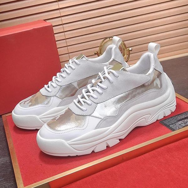 

new arrival gumboy calfskin sneaker men 's shoes fashion design comfortable vintage luxury lace -up low sports men shoes drop ship, Black