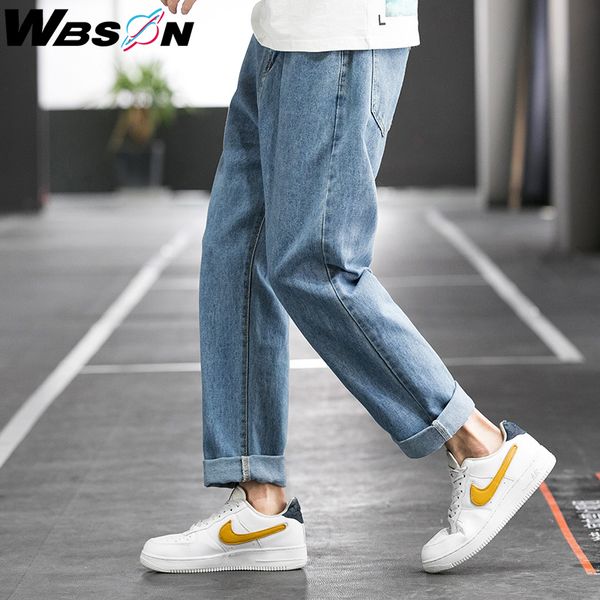 

wbson men's casual classic retro jeans pants fashion korean blue harem denim jeans pants oversize syg-8334