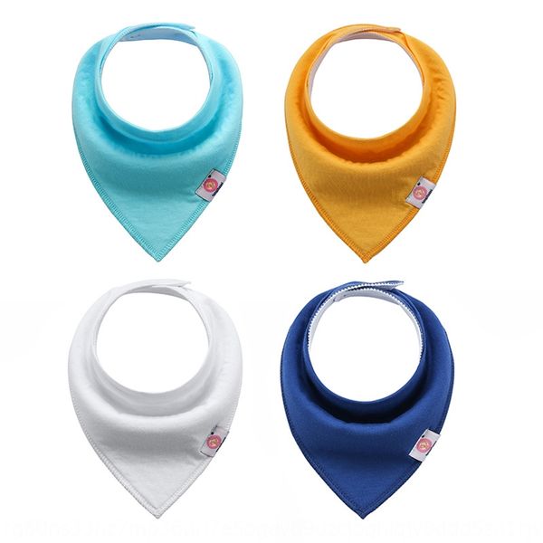 

new baby pure saliva saliva towel cotton bib 4-piece pure color ins baby bib double triangle towel