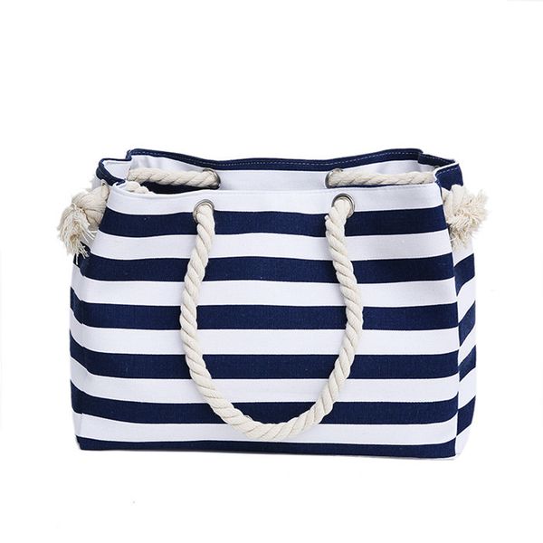 

special big stripe shoulder handbags shopping bag beach handbag new fashion canvas bag wild rough twine striped beach bag