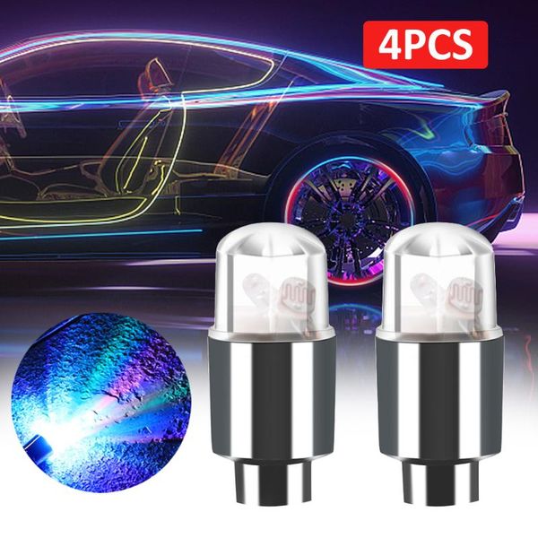 

4pcs bicycle lights motorcycle car tyre tire aluminum air valve stem cap wheel decoration lamp colorful led flashing light