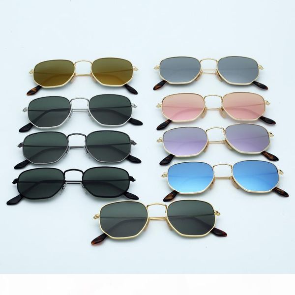 

e womens sunglasses 3548 hexagonal metal sunglasses flat glass lenses 11 colors with box and packages everythingdr3571, White;black