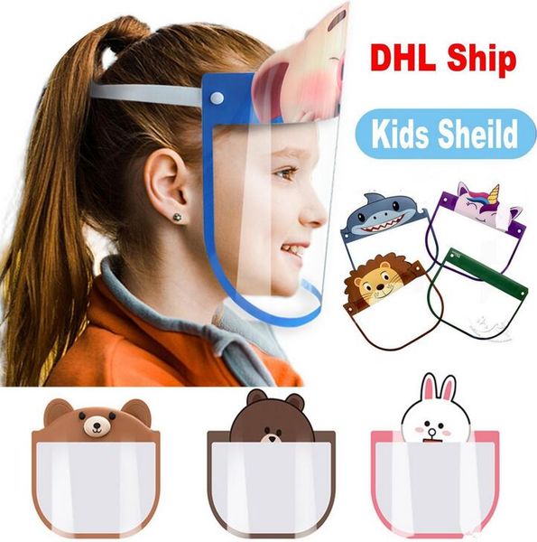 

US STOCK PET Kids Cartoon Face Shield With Glasses Children Protective Mask Full Face Anti-Fog Isolation Splash-proof Cartoon Party Mask