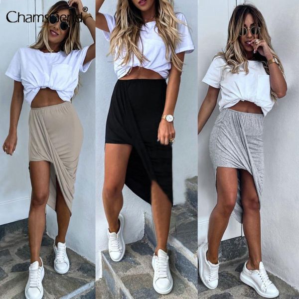 

2020 slim irregular skirts women summer charm split long skirt casual beach holiday party bodycon skirt black gray khaki