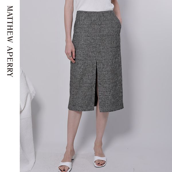 

skirts wool imported slim fit straight skirt, Black