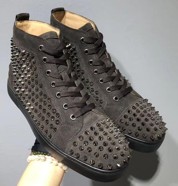 

brands fashion designer orlato sneaker spikes red bottom women's high-men's shoes couple shoes casual shoes sneakers leisure train, Black