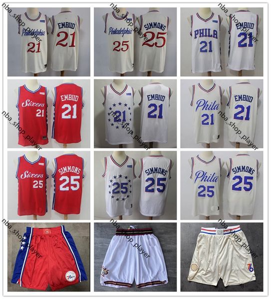 

2019/20 city version authentic philadelphia 76ers basketball jersey joel embiid 21 vintage simmons 25 basketball jerseys edition, Black;red
