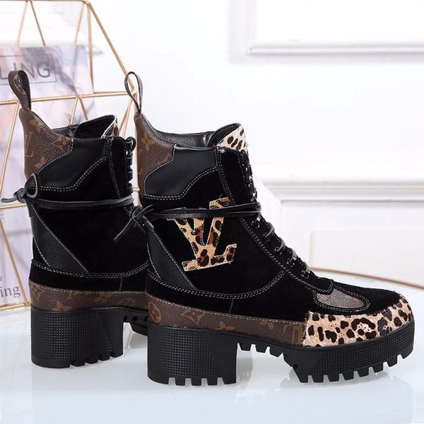 

fashion women leather boots winter women ankle boots waterproof casual lace -up fashion shoes luxury design chaussures de femme fast shippin, Black