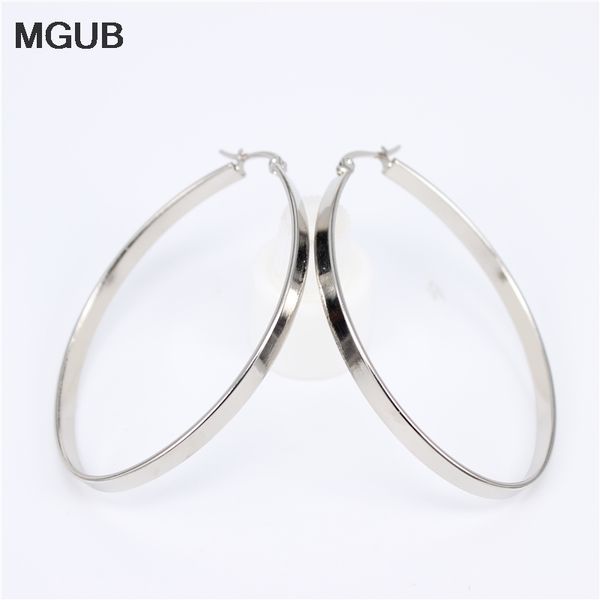 

stainless steel silver color oval hoop earrings simple diameter 40-60mm earring for women jewelry lh846, Golden;silver