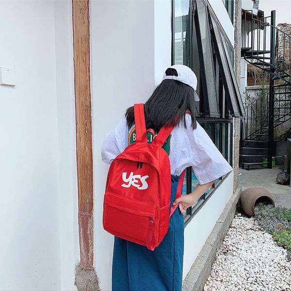 

letter new waterproof nylon women backpack japan style solid backpacks mochila feminina mujer travel bag teenage girls schoolbag