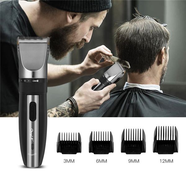 

professional low noise rechargeable machine adjustable 0.8-2mm electric shave titanium ceramic blade clipper