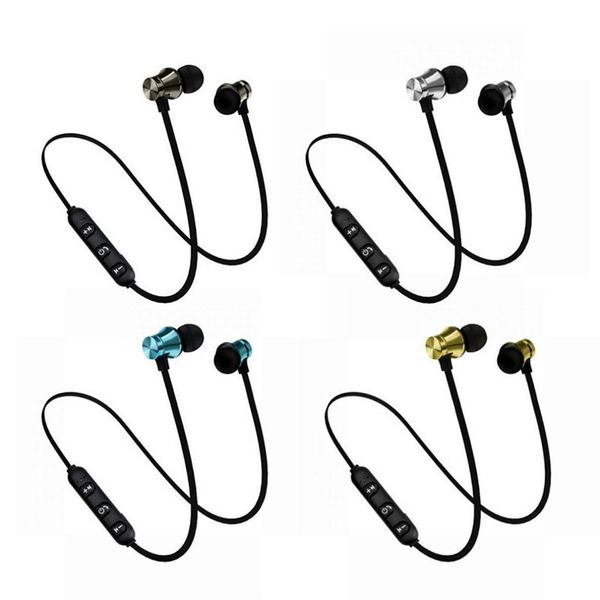 

bluetooth headphones magnetic metal wireless running sport earphones earset with mic earbuds for iphone 6 7 8 x samsung lg smartphone