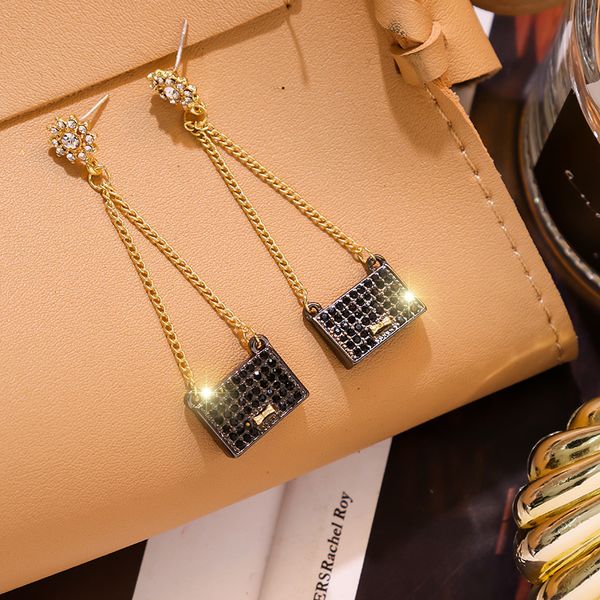 

vintage geometric bags long drop earrings for women korean fashion jewelry 2020 wholesale party wedding earring, Silver
