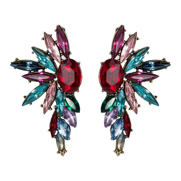 

exaggerated diamond flower acrylic full diamond earrings women's fashion earrings bohemia, Golden