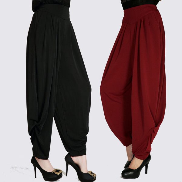 

2020 summer new fashion casual brand female women ladies plus size elastic waist harem bloomers pants trousers clothing clothes, Black;white