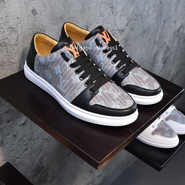 

21210p luxury design leather fashion printed rubber bottom sneakers all -match breathable mens casual shoes mens banquet shoes size :38 -45, Black