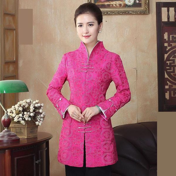

chinese style handmade button improved jacket new spring women long sleeve coat national mother clothing embroidery outcoat, Black;brown