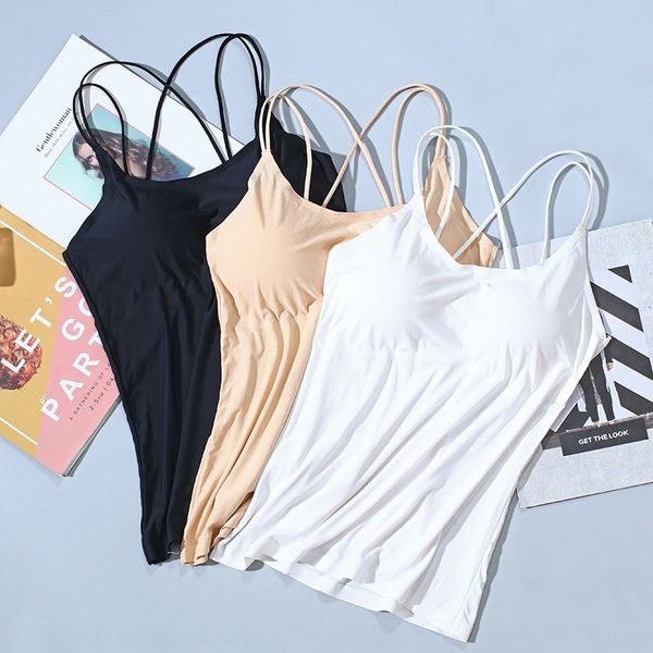 

women's black cross-body long base camisole summer ice silk seamless one-piece sleeping long skirt pajamas pajamas underwear, White